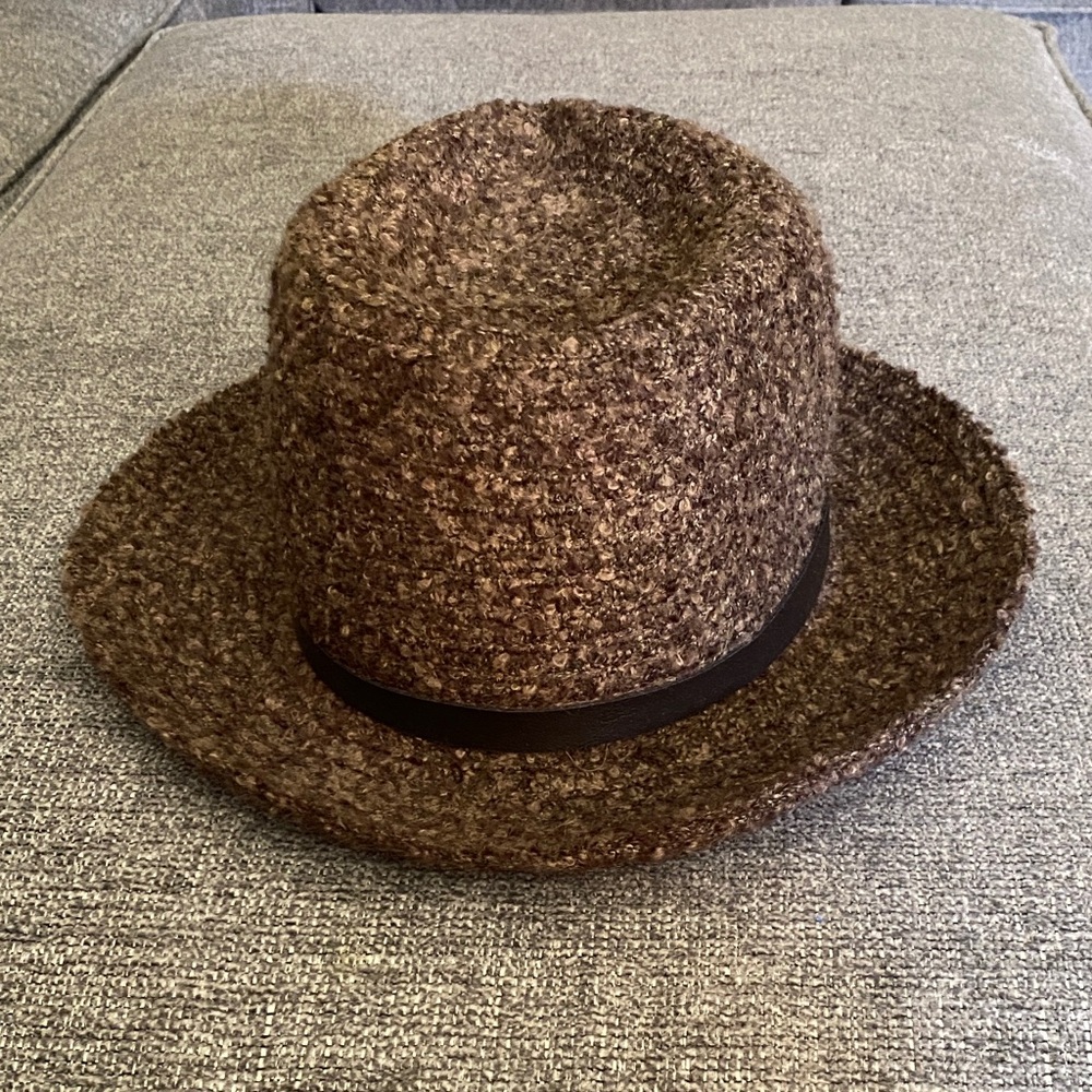 Free People Textured Brown Hat with Black Band
